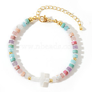 Sweet Shell Cross Beaded Bracelets, Mixed Stone & Seed Beads Women's Jewelry, Mixed Color(TE5534-2)