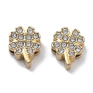 PVD Vacuum Plating 304 Stainless Steel Rhinestone Beads, Real 18K Gold Plated, Clover, 10.5x8x4mm, Hole: 6.5x1.4mm(SATS-R130-02G-01)