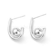Rack Plating Brass Stud Earrings for Women, Long-Lasting Plated, Lead Free & Cadmium Free, Platinum, 19x15x7.5mm, Pin: 0.7mm(EJEW-K245-28P)