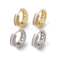 Rack Plating Brass Clear Cubic Zirconia Hoop Earrings for Women, Long-Lasting Plated, Lead Free & Cadmium Free, Moon, Mixed Color, 21x22.5x7mm, Pin: 1mm(EJEW-M213-36)