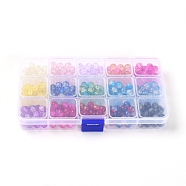 Transparent Glass Beads, Round, Mixed Color, 8.5x7.5mm, Hole: 1mm, 300pcs/box.(GLAA-WH0029-07)