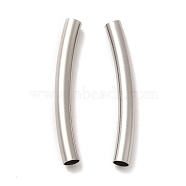 304 Stainless Steel Tube Beads, Curved Tube, Stainless Steel Color, 25x3mm, Hole: 2.5mm(STAS-M308-01A)