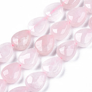 Natural Rose Quartz Bead Strands, Faceted, Teardrop, 10x8x5mm, Hole: 1mm, about 38pcs/strand, 14.76 inch(37.5cm)(G-R406-8x10-01-01)