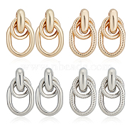 ANATTASOUL 4 Pairs 4 Style Alloy Interlocking Circle Rings Dangle Stud Earrings for Women, Platinum & Golden, 33x17.5~19mm, Pin: 0.9mm, 1 Pair/style(EJEW-AN0002-90)