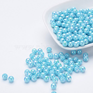Eco-Friendly Poly Styrene Acrylic Beads, AB Color Plated, Round, Sky Blue, 8mm, Hole: 1mm, about 2000pcs/500g(PL425-C10)