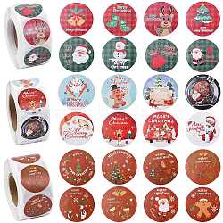 3 Rolls 3 Styles Christmas Round Dot Self Adhesive Paper Stickers Roll, Christmas Decals for Party, Decorative Presents, Mixed Color, 25mm, about 500pcs/roll, 1 roll/style(DIY-FS0010-32B)
