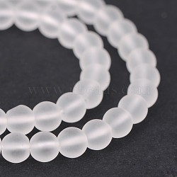 Frosted Natural Quartz Crystal Round Beads Strands, 8mm, Hole: 1mm, about 48pcs/strand, 15.1 inch(G-N0151-09-8mm)