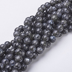 Natural Larvikite Beads Strands, Round, about 8mm, Hole: 1mm, about 47~49pcs/strand, 15.5 inch(X-GSR8mmC128)