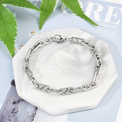 304 Stainless Steel Oval Link  Chain Bracelets for Women Men, Stainless Steel Color, 8-1/8 inch(20.5cm)(BJEW-F488-49A-P)