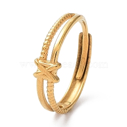 Ion Plating(IP) 304 Stainless Steel Double Line Adjustable Rings, Golden, Inner Diameter: 18.6mm(RJEW-D006-11G)