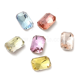 Glass Rhinestone Cabochons, Point Back & Back Plated, Faceted, Rectangle, Mixed Color, 6x4x2mm(RGLA-P037-04A-D)