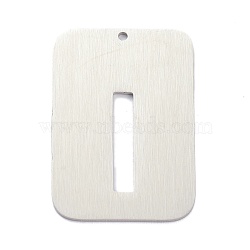 304 Stainless Steel Pendants, Rectangle with Alphabet, Hollow, Letter.I, 32x22x1mm, Hole: 1.5mm(STAS-K216-49I-P)