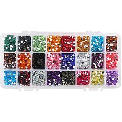 Imitation Taiwan Acrylic Rhinestone Cabochons, Faceted, Half Round, Mixed Color, 4x1.5mm, about 450pcs/compartment, about 10800pcs/box(GACR-PH0006-01)