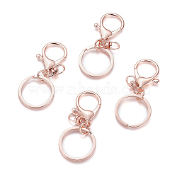Iron Alloy Lobster Claw Clasp Keychain, Rose Gold, 68x30mm(KEYC-D016-RG)