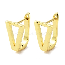 Brass Letter Stud Earrings for Women, Lead Free & Cadmium Free, Real 18K Gold Plated, Letter V, 15x9mm(EJEW-A038-01V-G)