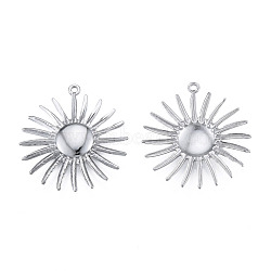 304 Stainless Steel Pendants, Flower, Stainless Steel Color, 28x26x2.5mm, Hole: 1.2mm(STAS-N098-205P)