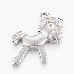 Tarnish Resistant 304 Stainless Steel Pendants, Horse, Stainless Steel Color, 20x19x4mm, Hole: 2mm(STAS-E421-098P)