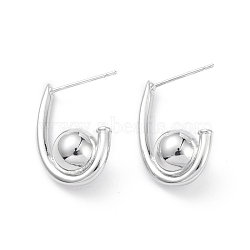 Rack Plating Brass Stud Earrings for Women, Long-Lasting Plated, Lead Free & Cadmium Free, Platinum, 19x15x7.5mm, Pin: 0.7mm(EJEW-K245-28P)