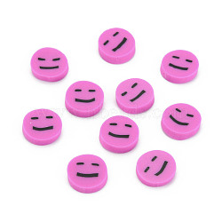 Handmade Polymer Clay Cabochons, Flat Round with Expression, Orchid, 9~10x1~2mm, about 5000pcs/1000g(CLAY-N006-94J)