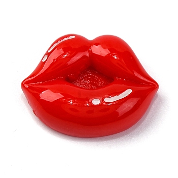 Opaque Resin Decoden Cabochons, Lip, Red, 22x28.5x8.5mm