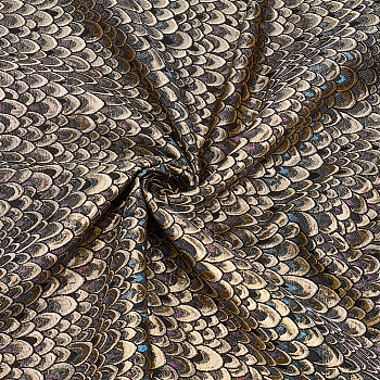 Fish Scales Jacquard Polyester Fabric, for DIY Bag Dress Pillow Accessories, Gold, 100x148cm