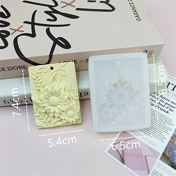 Flower Pendant DIY Food Grade Silicone Mold, Resin Casting Molds, for UV Resin, Epoxy Resin Craft Making, Rectangle, 85x65mm