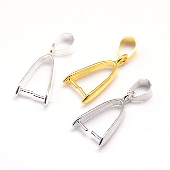 Brass Ice Pick Pinch Bails, Pendant Bails, Cadmium Free & Nickel Free & Lead Free, Mixed Color, 19x7x4mm, Hole: 4x5mm