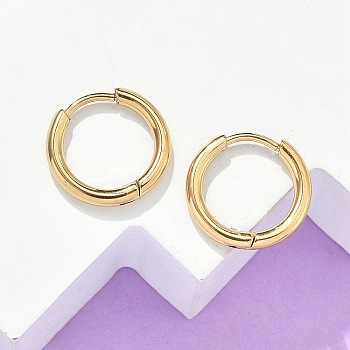 Ion Plating(IP) 304 Stainless Steel Huggie Hoop Earrings, Hypoallergenic Earrings, with 316 Surgical Stainless Steel Pin, Golden, 12 Gauge, 14x2mm, Pin: 1mm