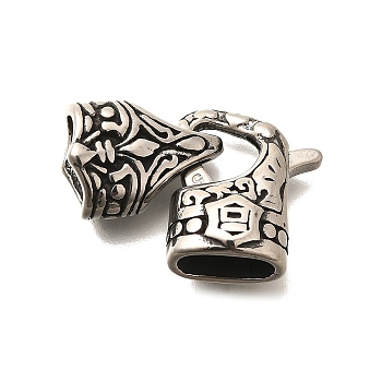 304 Stainless Steel Fold Over Clasps, Antique Silver, 32mm, Hole: 10x5mm