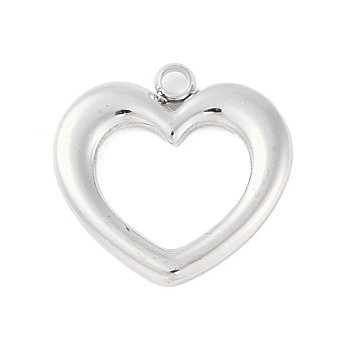 Non-Tarnish 304 Stainless Steel Charms, Heart Charms, Stainless Steel Color, 14x14x1.5mm, Hole: 1.5mm