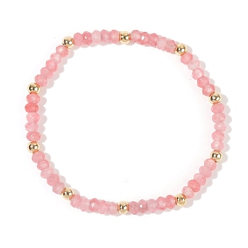 2Pcs 2 Styles Natural Rose Quartz & Shell Beads Stretch Bracelet Set for Women, Heat, with Beass Beads, Mixed Color, Inner Diameter: 6-7/8 inch(17.5cm)