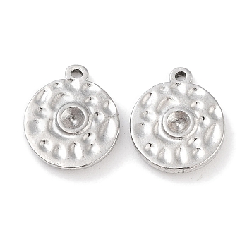 304 Stainless Steel Pendant Rhinestone Settings, Flat Round, Stainless Steel Color, 16x13.5x2.5mm, Hole: 1.2mm, Fit for 2.5mm Rhinestone