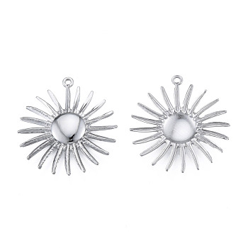 Non-Tarnish 304 Stainless Steel Pendants, Flower, Stainless Steel Color, 28x26x2.5mm, Hole: 1.2mm