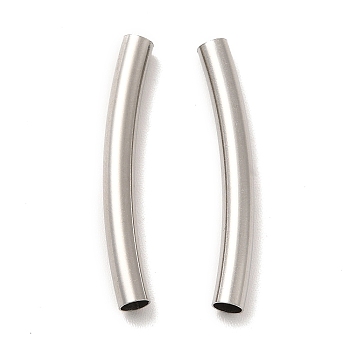 304 Stainless Steel Tube Beads, Curved Tube, Stainless Steel Color, 25x3mm, Hole: 2.5mm