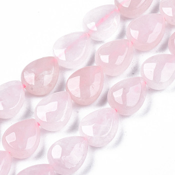 Natural Rose Quartz Bead Strands, Faceted, Teardrop, 10x8x5mm, Hole: 1mm, about 38pcs/strand, 14.76 inch(37.5cm)