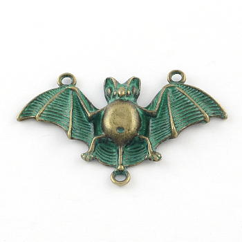 Zinc Alloy Pendant, Cadmium Free & Nickel Free & Lead Free, Bat, Antique Bronze & Green Patina, 30x48x5mm, Hole: 2mm