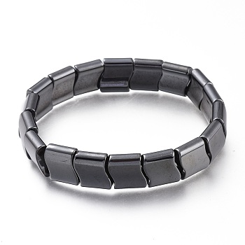 Magnetic Synthetic Hematite Beads Stretch Bracelets, Wave, Inner Diameter: 2-3/8 inch(5.9cm)