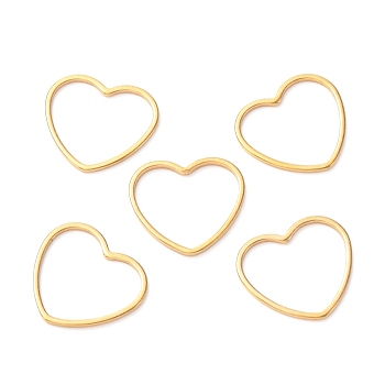 201 Stainless Steel Linking Rings, Heart, Golden, 14x15.5x1mm