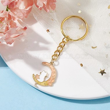 Moon with Rabbit Alloy Enamel Pendant Keychain(KEYC-JKC00623-05)-2