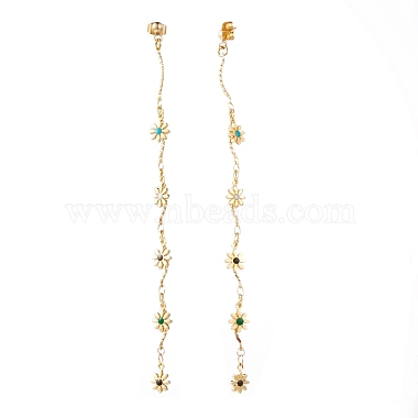 Brass Enamel Chain Tassel Earrings(EJEW-JE05783)-2