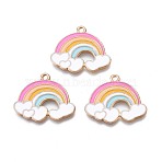 Alloy Enamel Pendants, Light Gold, Cadmium Free & Lead Free, Rainbow & Cloud, Colorful, 21x25x1mm, Hole: 1.6mm(PALLOY-S132-342)