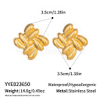 304 Stainless Steel Geometric Textured Rhombus Stud Earrings, Golden, 35x35mm(LJ6925-1)