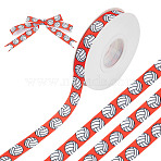 20 Yards Sport Ball Printed Polyester Volleyball Grosgrain Ribbon, for Gift Wrapping, Party Decoration, Red, 5/8 inch(16mm)(OCOR-WH0085-75A-02)