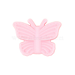 Butterfly Food Grade Eco-Friendly Silicone Focal Beads, Pink, 24.5x31x13.5mm, Hole: 2.2mm(SIL-CJC0009-03P)