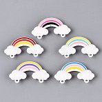 Opaque Acrylic Enamel Big Pendants, Rainbow Charms, Mixed Color, 32x53.5x11mm, Hole: 2.8mm(OACR-N162-03)