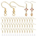 100Pcs Brass Earring Hooks, Ear Wire, with Horizontal Loop, 200Pcs Plastic Ear Nuts, Real 18K Gold Plated, 18x18x3mm, Hole: 1.5mm, 20 Gauge, Pin: 0.8mm(KK-UN0004-62)