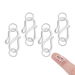 4Pcs 925 Sterling Silver S-Hook Clasps, Snake, Platinum, 13.5x9x1.5mm(STER-NB0001-29)