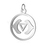 Tarnish Resistant 304 Stainless Steel Pendants, Chakra, Ajna, Flat Round, Stainless Steel Color, 22.5x19x1mm, Hole: 3mm(STAS-S105-T526S)