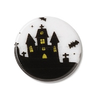 Halloween Series Acrylic Cbabochons, Black, Castle, 25x3mm(OACR-M012-06)