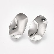 304 Stainless Steel Stud Earring Findings, with Ear Nuts/Earring Backs, Oval, Stainless Steel Color, 25x15.5mm, Hole: 1.4mm, Pin: 0.7mm(STAS-S079-55B)